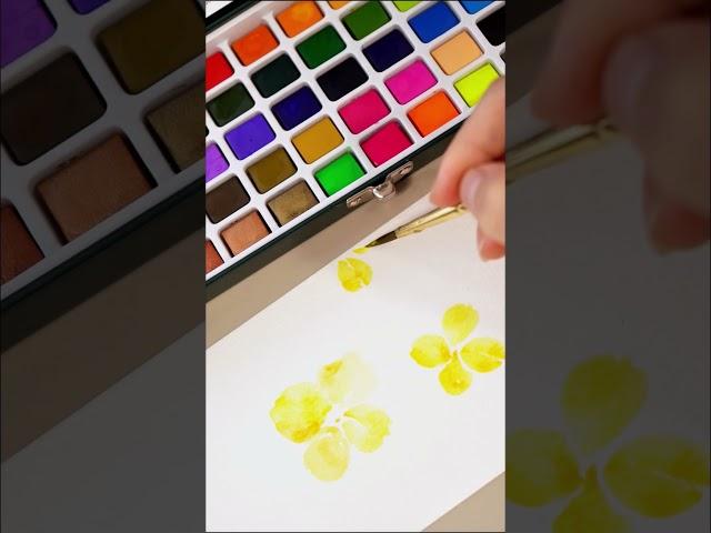 09. Easy & Creative Watercolor Tutorial: Vibrant Yellow Flowers with Blue Leaves #watercolor #art
