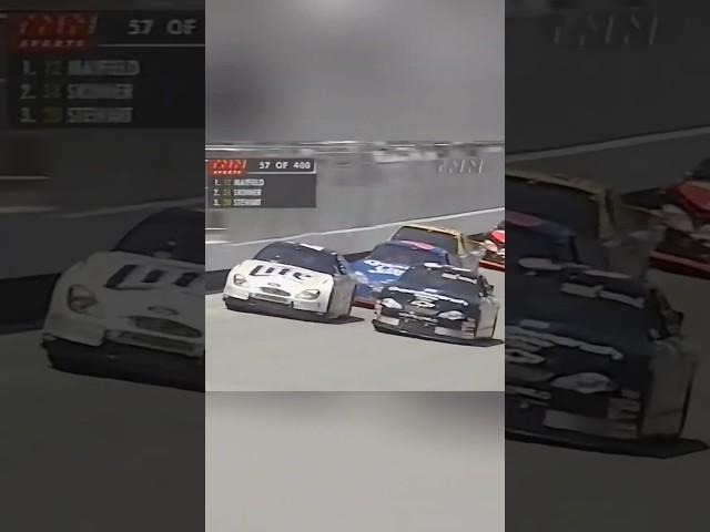 Dale Earnhardt and Rusty Wallace tangle on the back straightaway at Dover #nascar #racing