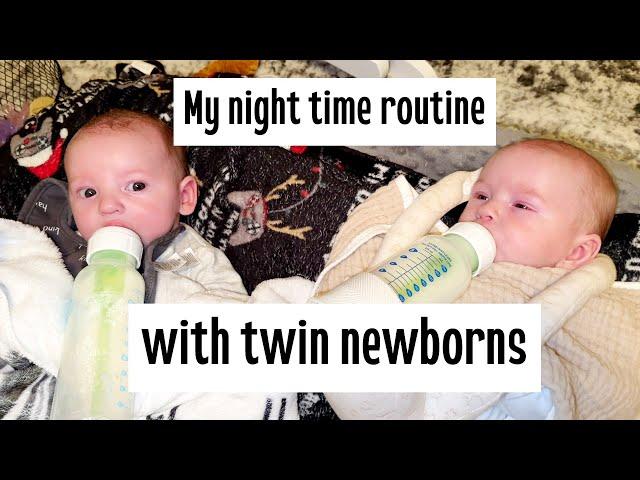 evening routine with newborn twins // solo bed time routine with newborn twins