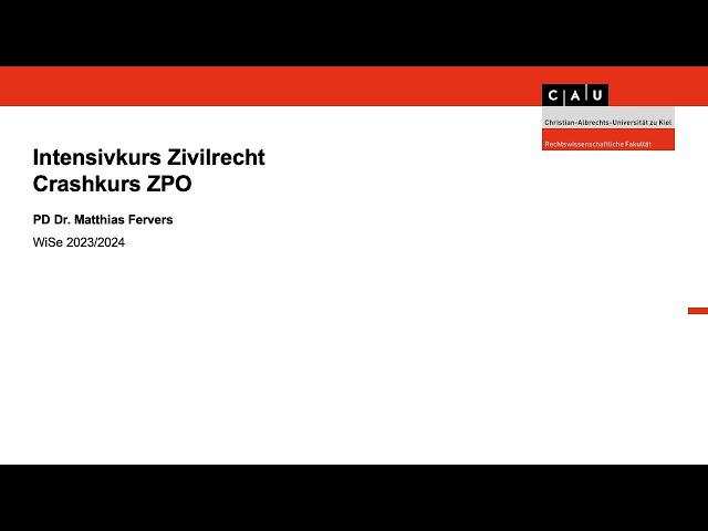 Intensivkurs Zivilrecht: Craskurs ZPO WS 23/24