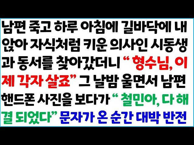 남편 죽고 하루 아침에 길바닥에 내앉아 자식처럼 키운 의사인 시동생과 동서를 찾아갔더니 ' 형수님, 이제 각자 살죠' 그 날밤~  라디오드라마 사연라디오 신청사연