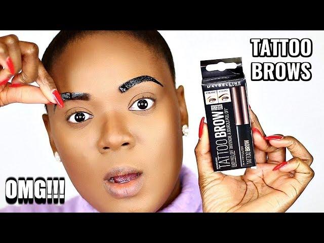 I TATTOOED MY OWN BROWS (NO MICROBLADING NEEDED) MAYBELLINE TATTOO BROW PEEL OFF TINT | OMABELLETV