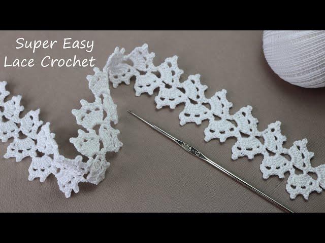 How to Crochet a Simple Lace pattern tutorial. Easy to Crochet Ribbon Lace for Beginners