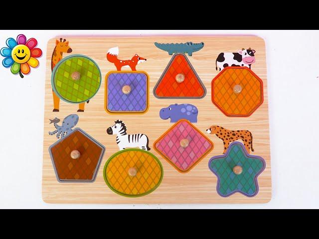 Learn Shapes and Colors with a Puzzle 🟦 Learning Videos for Kids