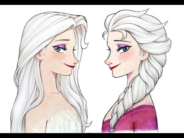 【柯小逸】 Drawing Frozen2-Elsa 2D  /2D版《冰雪奇缘2》艾莎公主造型 彩铅手绘过程