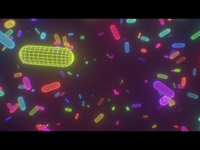 Vibrant Wireframe Neon Capsules Flying Through Surreal Digital Realm 4K VJ Loop Motion Background