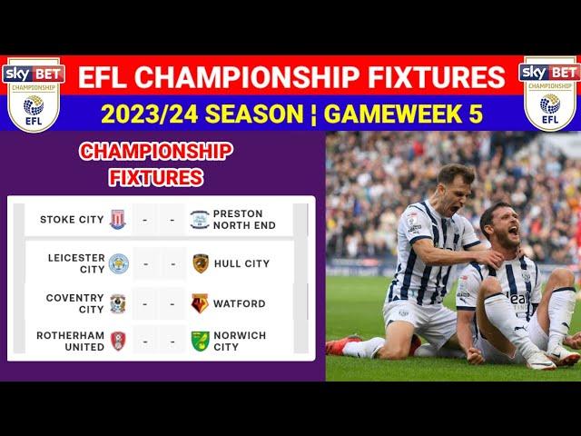 English Football Championship Fixtures Today Matchweek 5 ¦ EFL Championship 2023/24 Fixtures