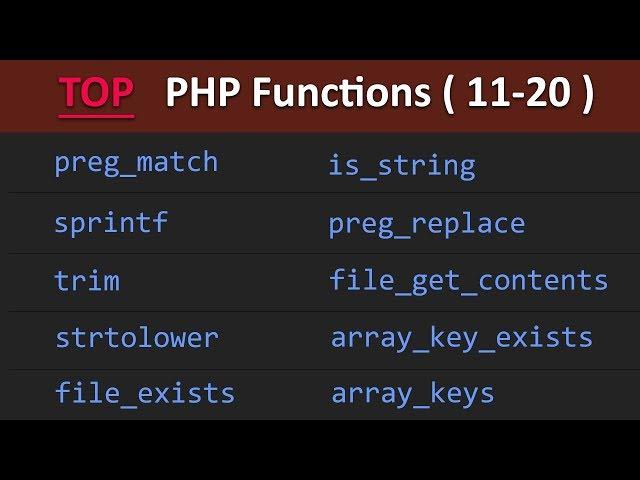 TOP 100 PHP Functions ( 11 - 20 ) | PHP Tutorial