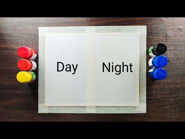 Beautiful Poster colour / day and night painting / easy poster colour painting ideas