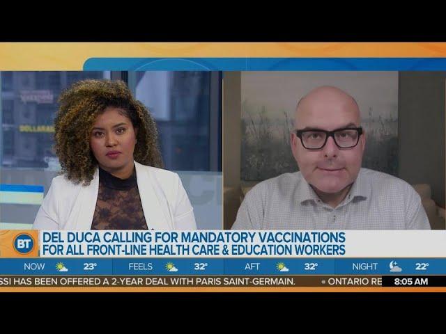 Steven Del Duca Calling For Mandatory Vaccinations for Front-Line Healthcare and Education Workers