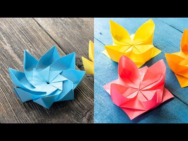 How to make an Origami Water Lily - Origami Lotus Flower. Easy origami