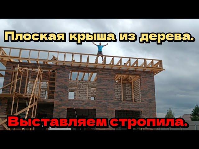 Плоская крыша из дерева. Выставляем стропила.