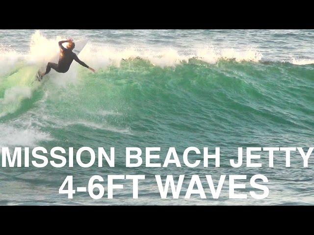 Mission Beach Jetty Surfing 4-6ft Waves - December 6th 2015