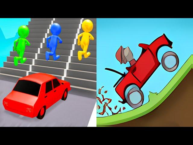Satisfying Mobile Games ALL LEVELS Viral Tiktok Games Shape Transform VS Hill Climb Racing