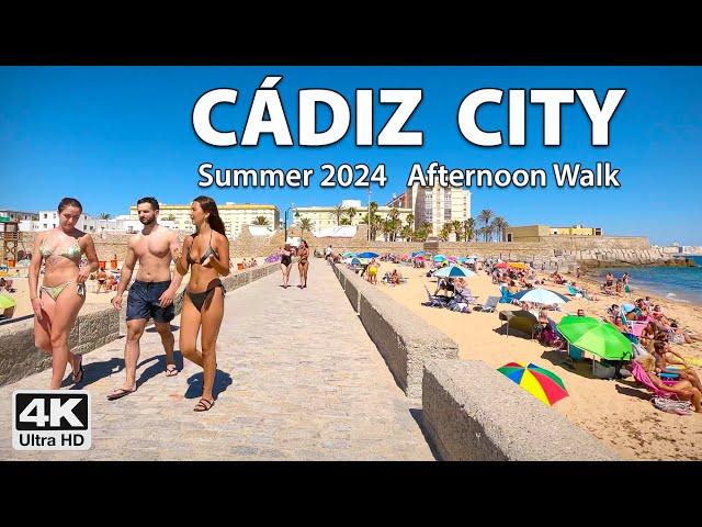 ️ Cádiz City Afternoon Walk Summer 2024 ️ 4K Virtual Walking Tour, Spain