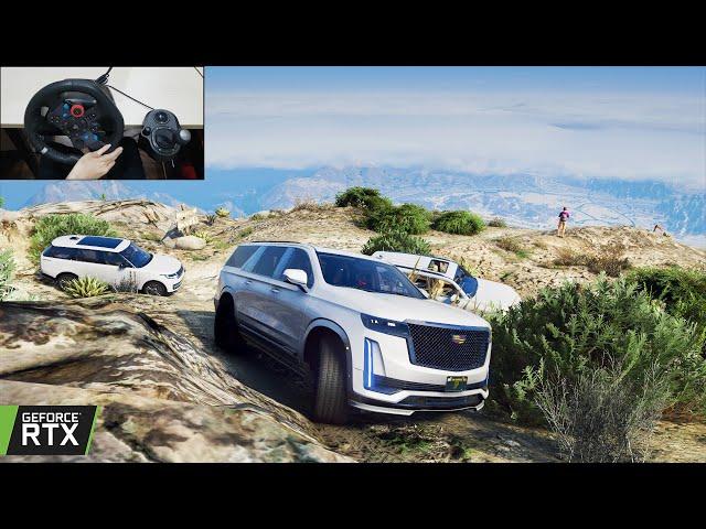 GTA 5 - 2022 Cadillac Escalade ESV Sport OFFROAD with Lexus LX600 vs New Range Rover