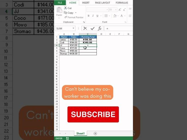 Excel Pro Trick: Calculate running total #excel #exceltips #exceltricks #trending #shorts #excelhelp