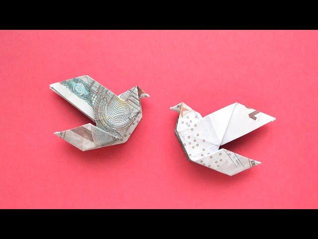 Schöne Origami VOGEL TAUBE Geldgeschenk GELD FALTEN | Money BIRD PIGEON | Tutorial by Euro Origami