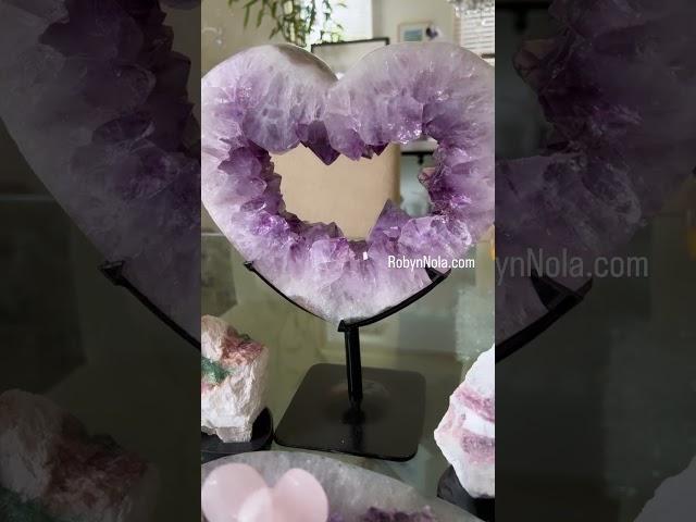 A view into my world #peaceful #homedecor #amethyst #crystals #heart #crystalcollection #rosequartz