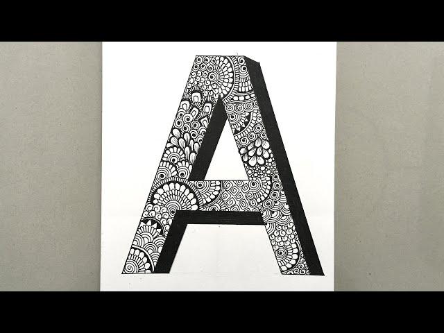 'A' Letter 3D Mandala Art | 3D Letter Mandala Drawing