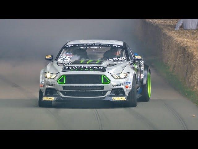 Drift champ Vaughn Gittin Jr. smokes the Festival of Speed hillclimb with his Mustang RTR