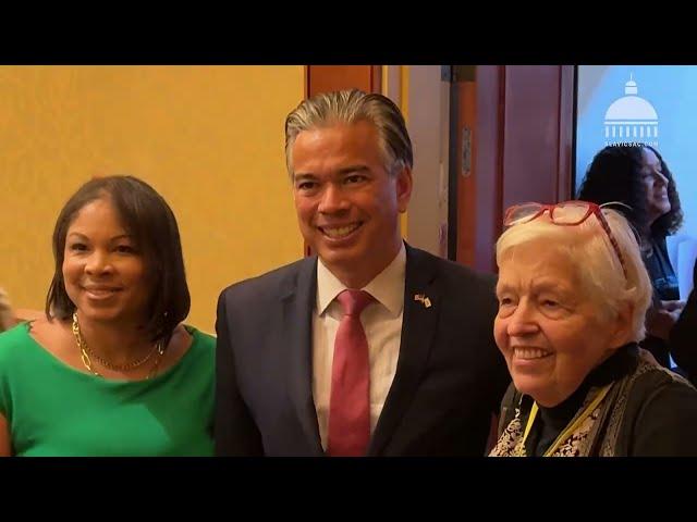 Attorney General Rob Bonta speaks on the Stop the Hate program