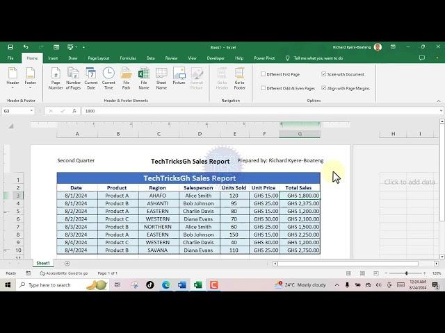 How to Insert Header and Footer in Excel | TechTricksGh