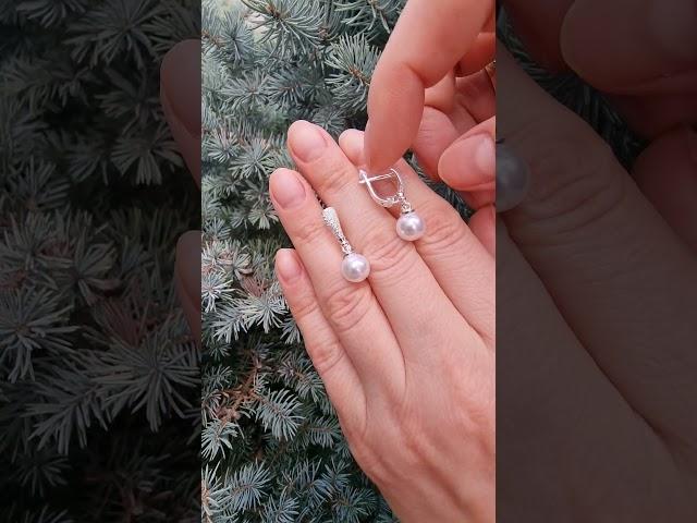 серьги с жемчугом из серебра