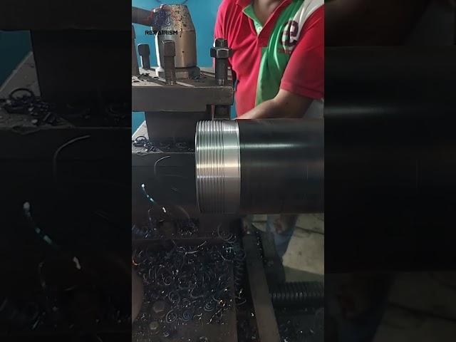 Threading 4" carbon steel pipe
