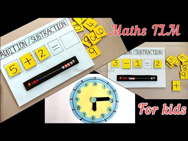 TLM for primary school / Addition tlm for class 1 to 5 Maths / Subtraction TLM /DIY Easy Paper Clock