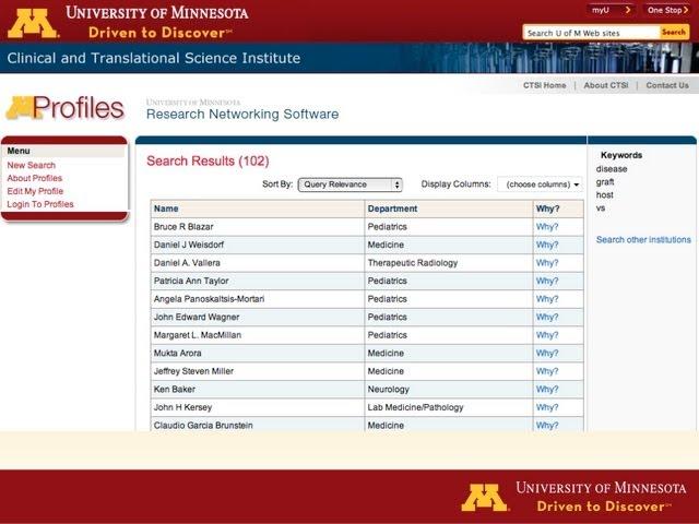 UMN Profiles: creating meaningful connections to improve health