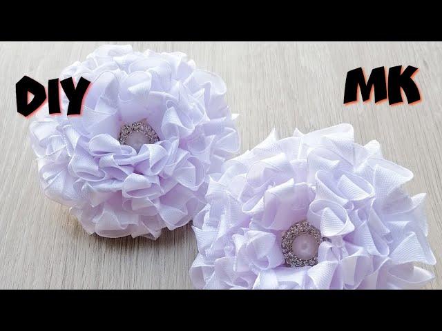 Кучерявые цветочки из ленты 2.5см/ Ribbon Flowers/DIY/Tutorial