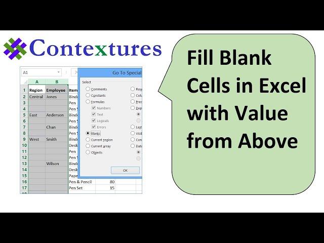 Fill Blank Cells in Excel With Value from Above