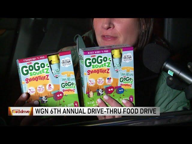 GoGo SqueeZ at WGN Drive-Thru Food Drive