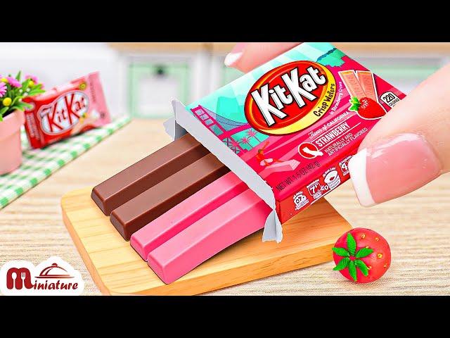 Making Miniature Kitkat Strawberry Pudding At Home | ASMR Cooking Mini Food