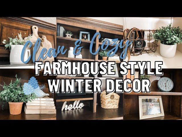 CLEAN & COZY FARMHOUSE STYLE WINTER DECOR // WINTER DECOR IDEAS // WINTER DECOR 2021