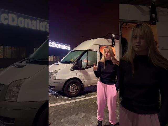 What it’s like living in a McDonald’s car park #vanlife throw back to Switzerland!