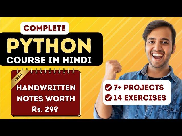 Python Tutorial for Beginners in Hindi (with Handwritten Notes) | Full Python Course