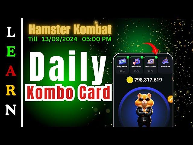 Hamster Kombat Daily Combo Card || Sep 12-13 2024 hamster kombat daily combo card today