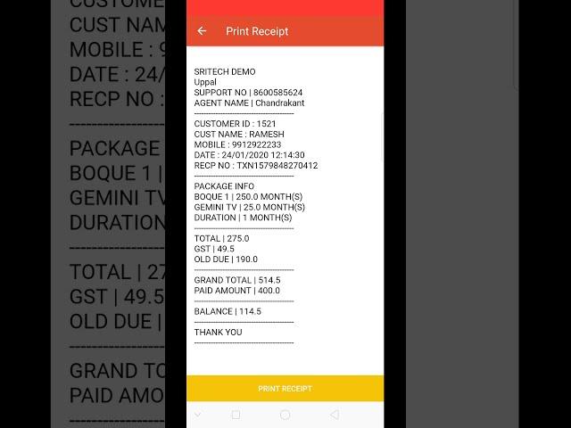 Offline Cable Billing APP, FTA & Allocart Channel based billing, Android POS Billing Machine India