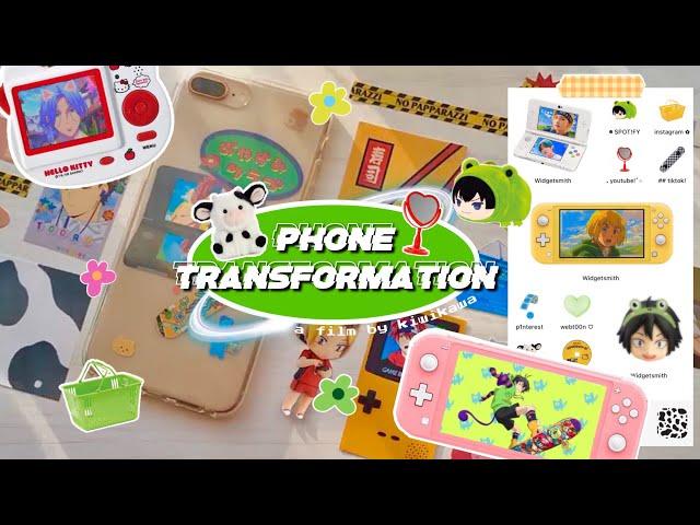  anime phone transformation;; ios 14 setup + phone case deco + cute phone strap keychain 