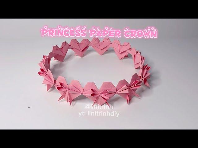 Princess Paper Crown - Heart Bow Origami - Cute Girly Pink Crown