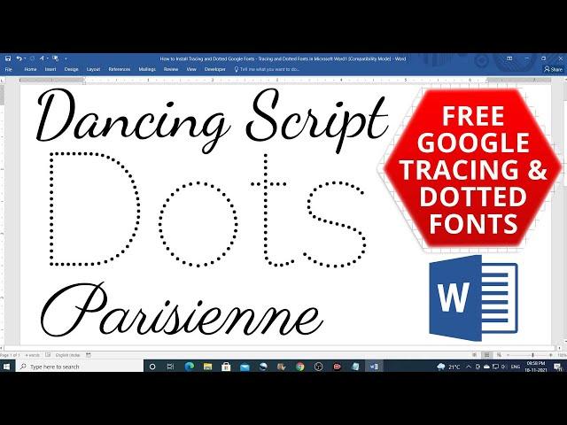 How to Install Tracing and Dotted Google Fonts - Tracing and Dotted Fonts in Microsoft Word