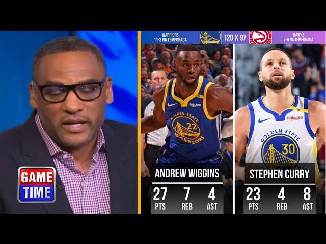 NBA Gametime reacts to Warriors destroy Hawks 120-97; Steph Curry and Wiggins combine for 50 Pts