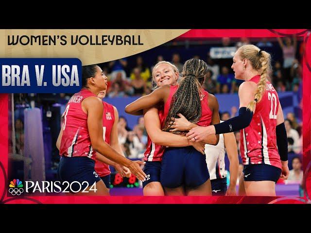 USA women's volleyball keeps repeat hopes alive in five-set SHOWDOWN with Brazil | Paris Olympics