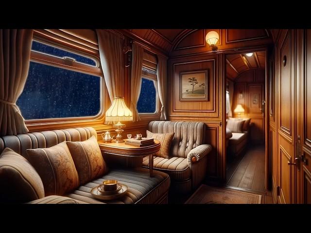 Orient Express train ambience on a rainy night | train and rain sounds for 10 hours