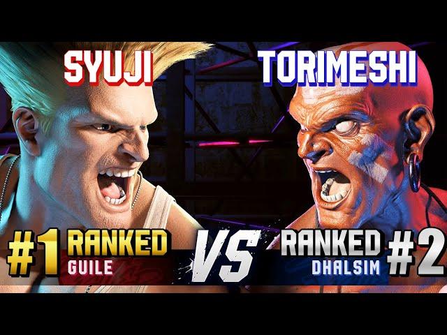 SF6 ▰ SYUJI (#1 Ranked Guile) vs TORIMESHI (#2 Ranked Dhalsim) ▰ High Level Gameplay