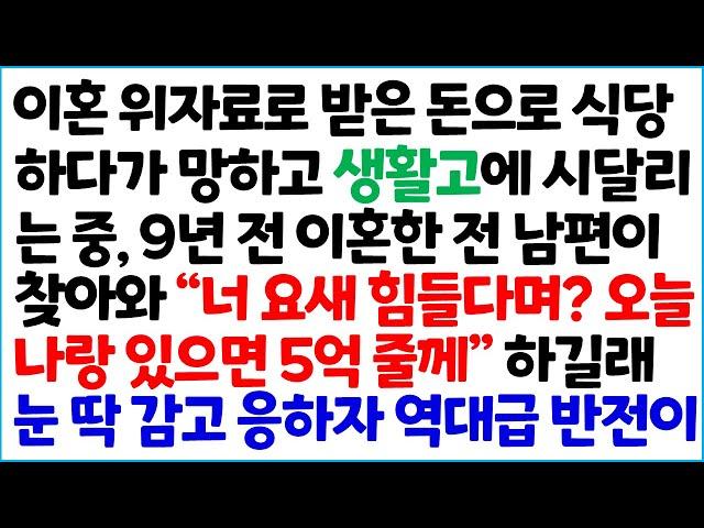 [반전사이다사연] 이혼 위자료로 받은 돈으로 식당하다 망하고 생활고에 시달리는 중, 9년 전 이혼한 전 남편이 찾아와 "너 요새 힘들다며? 오늘~ /라디오드라마/사연라디오/신청사연