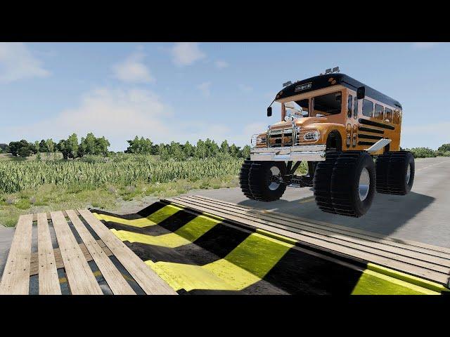 Trucks Cars Buses vs Massive Speed Bumps – Cars vs Upside Down Speed Bump – BeamNG.Drive