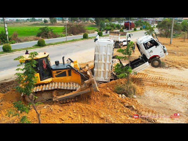 Incredible Jobs, 5 Ton dump truck accident, Flying bicycle, Rescue skills, Shantui Bulldozer